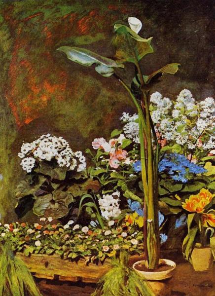 Arum And Conservatory Plants by Pierre Auguste Renoir