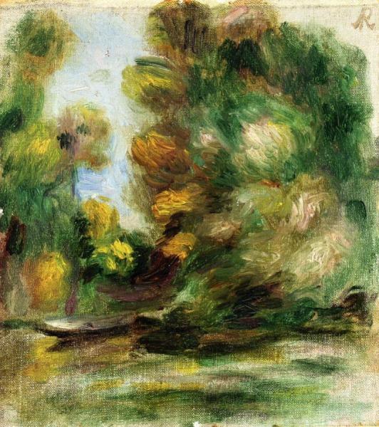 Banks Of The River, A Boat by Pierre Auguste Renoir