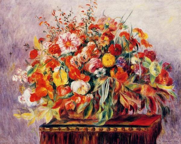 Basket Of Flowers by Pierre Auguste Renoir
