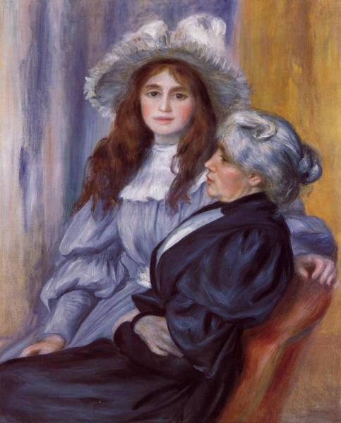 Berthe Morisot And Her Daughter Julie Manet by Pierre Auguste Renoir