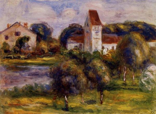 Breton Landscape - Church And Orchard by Pierre Auguste Renoir