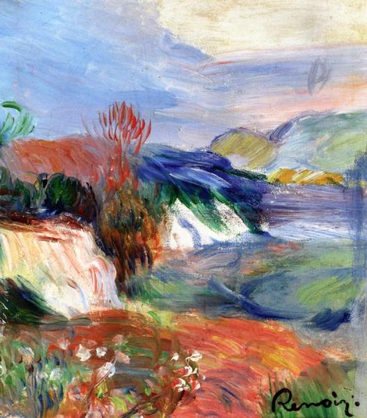 By The Sea, Cliff by Pierre Auguste Renoir