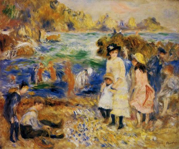 Children By The Sea In Guernsey by Pierre Auguste Renoir