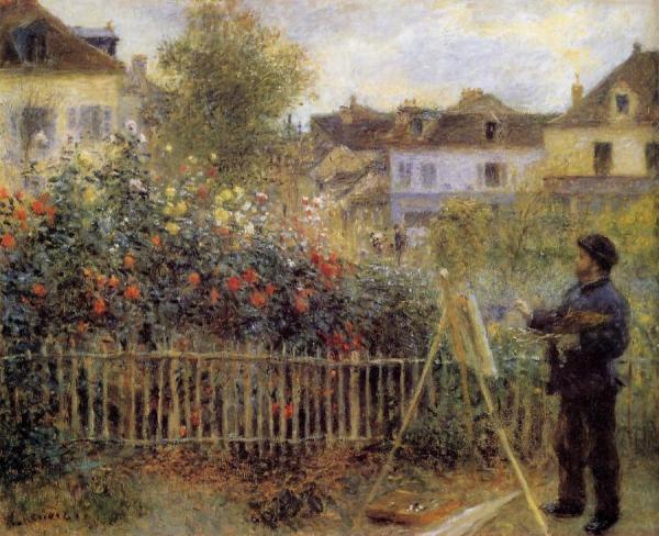 Claude Monet Painting In His Garden At Argenteuil by Pierre Auguste Renoir