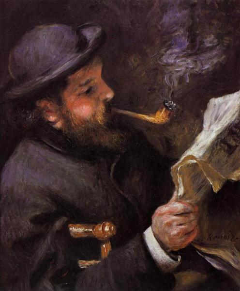 Claude Monet Reading by Pierre Auguste Renoir
