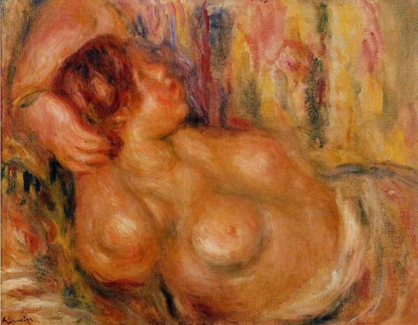 Femme A La Poitrine, Nue Endormie by Pierre Auguste Renoir Oil Painting Reproductions