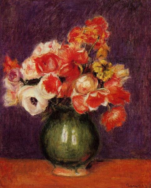 Flowers In A Vase by Pierre Auguste Renoir Oil Painting Reproductions