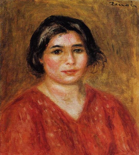 Gabrielle In A Red Blouse by Pierre Auguste Renoir Oil Painting Reproductions