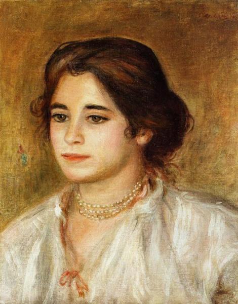Gabrielle Wearing A Necklace by Pierre Auguste Renoir Oil Painting Reproductions