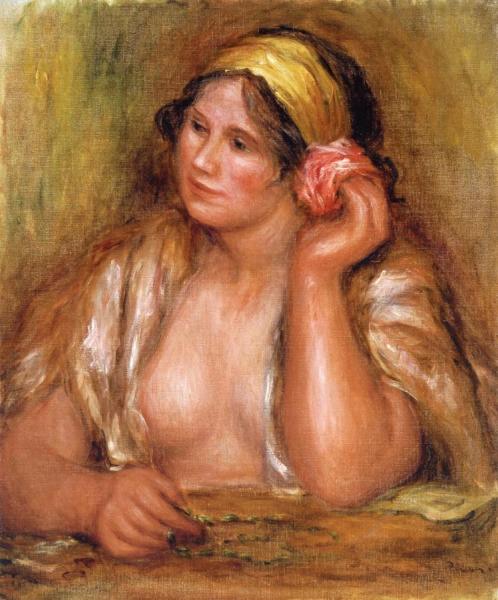 Gabrielle With A Green Necklace by Pierre Auguste Renoir Oil Painting Reproductions