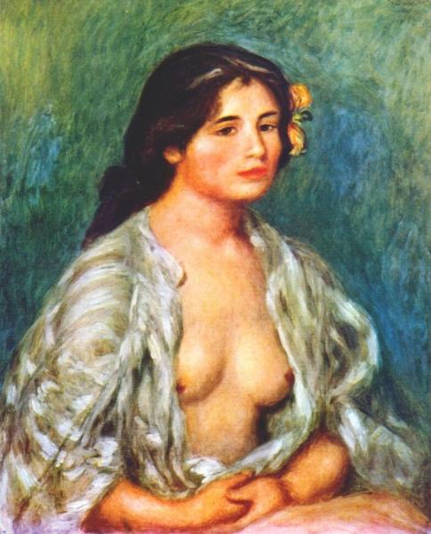 Gabrielle With Open Blouse by Pierre Auguste Renoir Oil Painting Reproductions