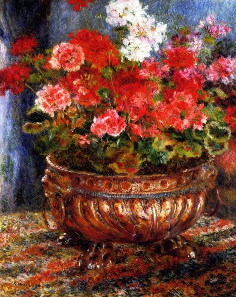 Geraniums In A Copper Basin by Pierre Auguste Renoir