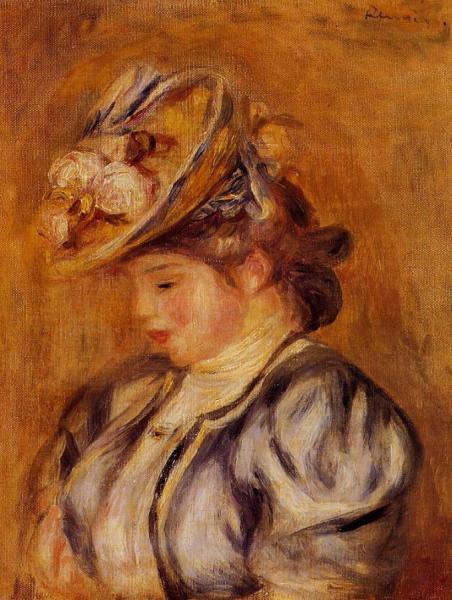 Girl In A Flowery Hat by Pierre Auguste Renoir Oil Painting Reproductions