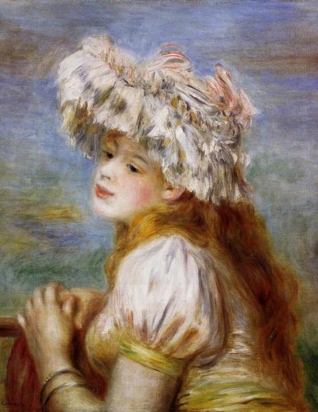 Girl In A Lace Hat by Pierre Auguste Renoir