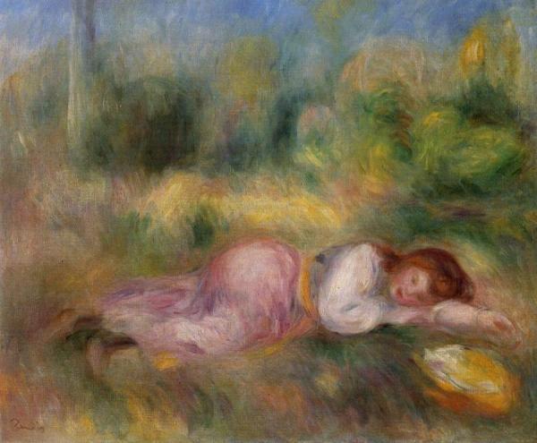 Girl Streched Out On The Grass by Pierre Auguste Renoir
