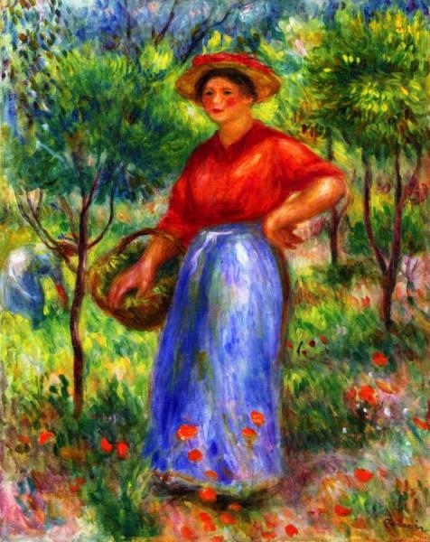 Girl With A Basket by Pierre Auguste Renoir