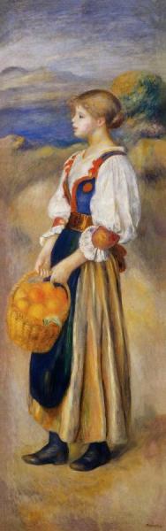 Girl With A Basket Of Oranges by Pierre Auguste Renoir