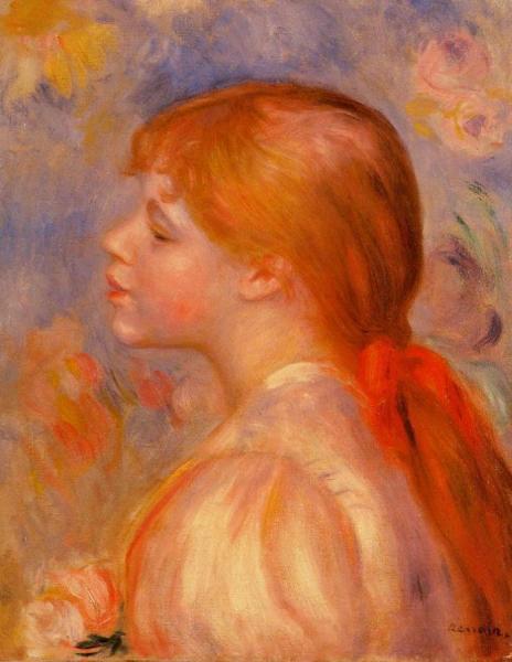 Girl With A Red Hair Ribbon by Pierre Auguste Renoir