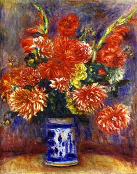 Gladiolas And Dahlias by Pierre Auguste Renoir