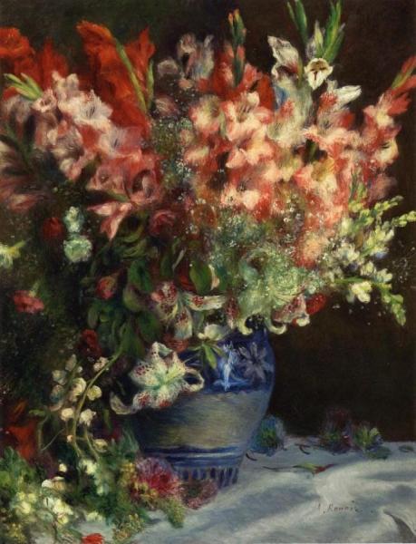Gladiolas In A Vase by Pierre Auguste Renoir
