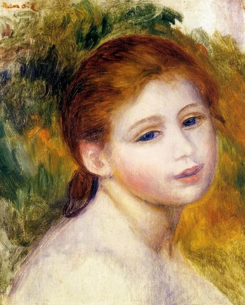 Head Of A Woman by Pierre Auguste Renoir