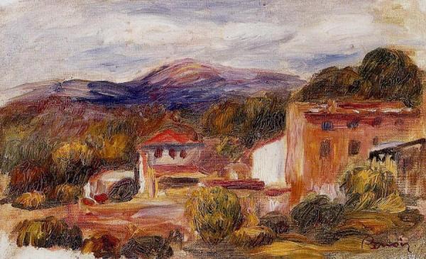 House And Trees With Foothills by Pierre Auguste Renoir