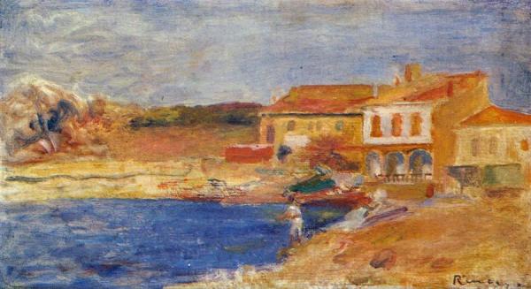 Houses By The Sea by Pierre Auguste Renoir