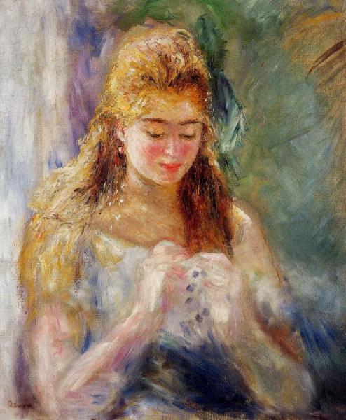 La Couseuse by Pierre Auguste Renoir Oil Painting Reproductions