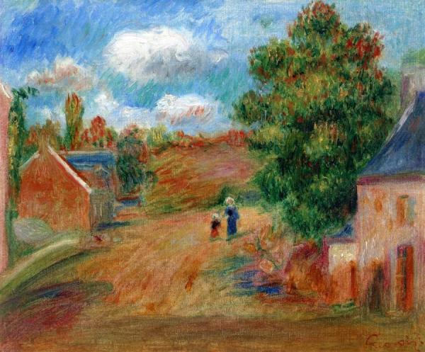 Landscape, Entrance To The Village With Woman And Child by Pierre Auguste Renoir