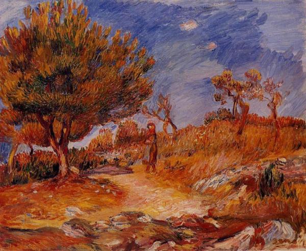 Landscape: Woman Under A Tree by Pierre Auguste Renoir