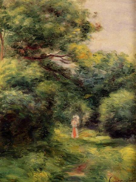 Lane In The Woods, Woman With A Child In Her Arms by Pierre Auguste Renoir