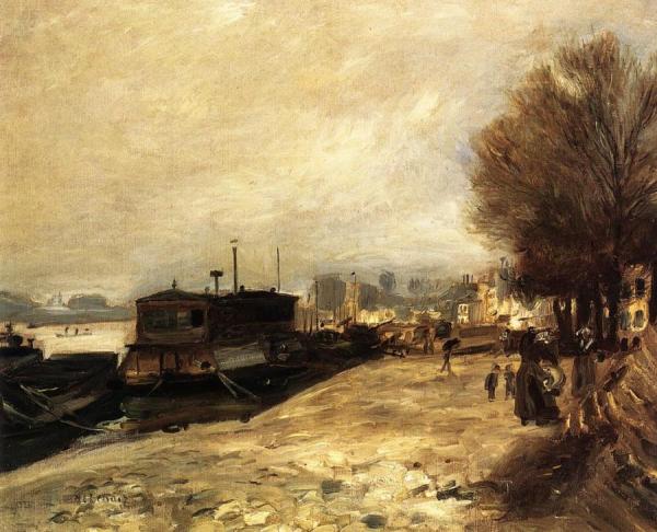 Laundry Boat By The Banks Of The Seine, Near Paris by Pierre Auguste Renoir