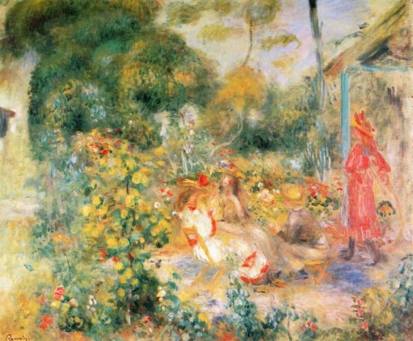 Little Girls In A Garden In Montmartre by Pierre Auguste Renoir