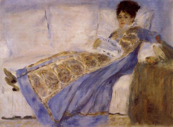 Madame Monet On A Sofa by Pierre Auguste Renoir