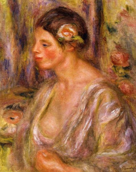 Madeline Wearing A Rose by Pierre Auguste Renoir Oil Painting Reproductions