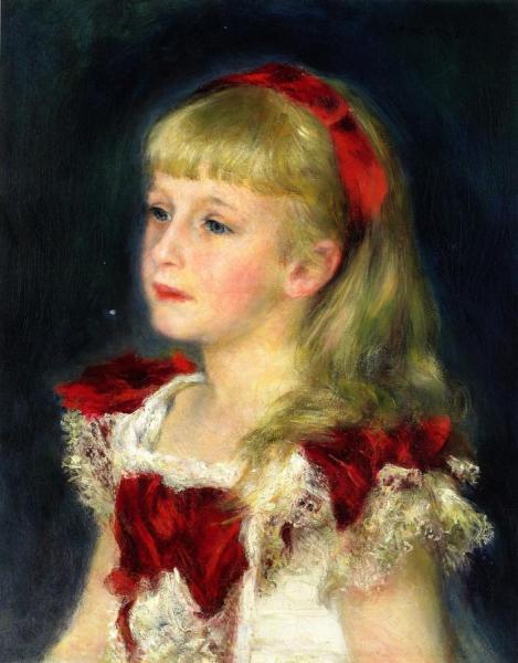 Mademoiselle Grimprel With A Red Ribbon by Pierre Auguste Renoir