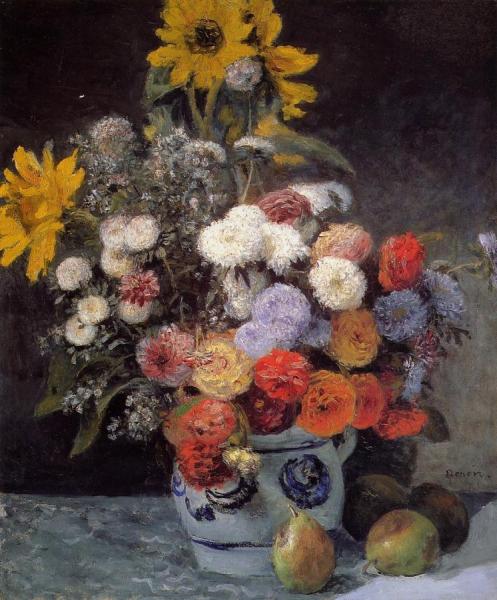 Mixed Flowers In An Earthenware Pot by Pierre Auguste Renoir Oil Painting Reproductions
