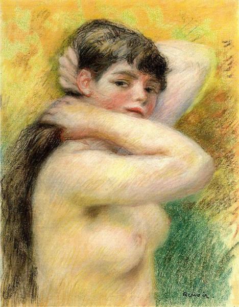 Nude Arranging Her Hair by Pierre Auguste Renoir