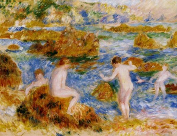 Nude Boys On The Rocks At Guernsey by Pierre Auguste Renoir