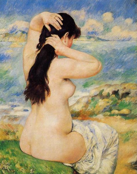 Nude Fixing Her Hair by Pierre Auguste Renoir Oil Painting Reproductions