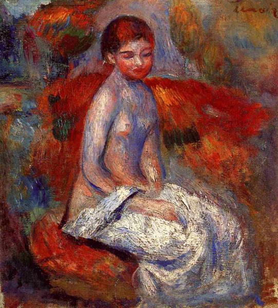Nude Seated In A Landscape by Pierre Auguste Renoir