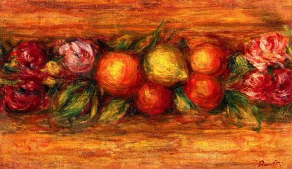 Panel Of Fruits And Flowers by Pierre Auguste Renoir