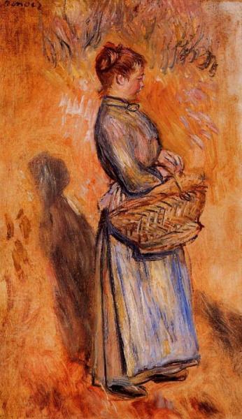 Peasant Woman Standing In A Landscape by Pierre Auguste Renoir