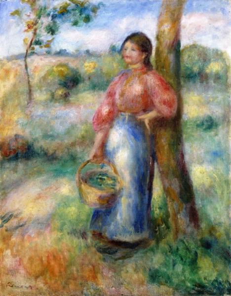 Peasant Woman With A Basket by Pierre Auguste Renoir