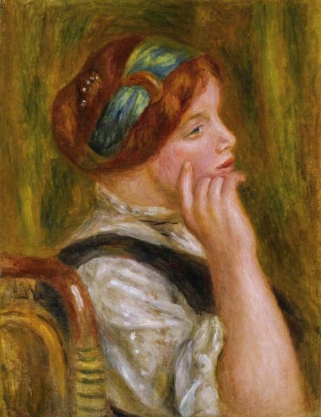 Portrait De Femme Au Bandeau Vert by Pierre Auguste Renoir Oil Painting Reproductions