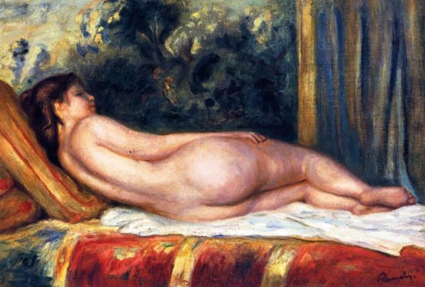 Reclining Nude On A Couch by Pierre Auguste Renoir