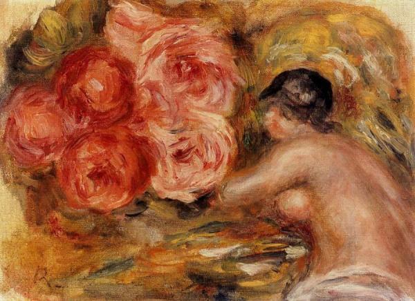 Roses And Study Of Gabrielle by Pierre Auguste Renoir