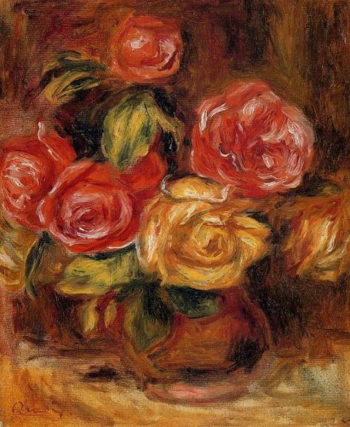 Roses In A Vase by Pierre Auguste Renoir