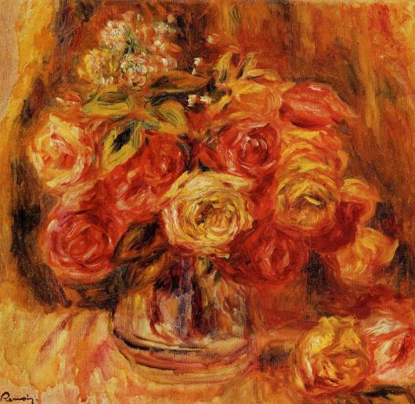 Roses In A Vase by Pierre Auguste Renoir