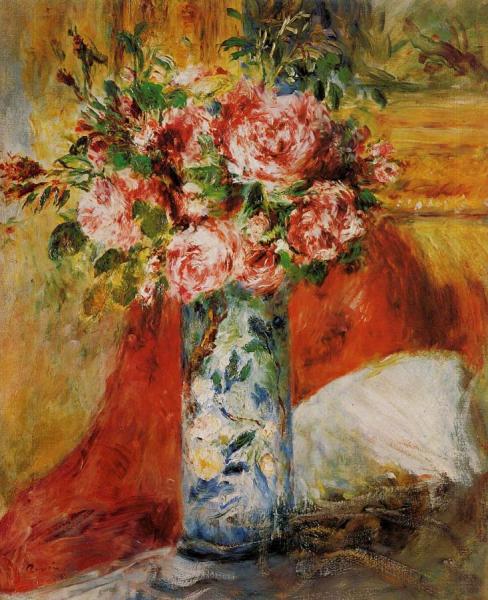 Roses In A Vase by Pierre Auguste Renoir